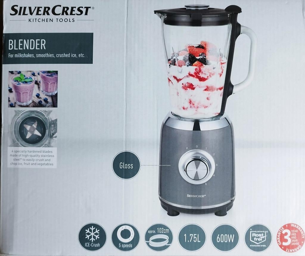 Nieuwe SilverCrest Blender 600 W in Antraciet, Witgoed en Apparatuur, Blenders, Ophalen of Verzenden, Nieuw, Blender