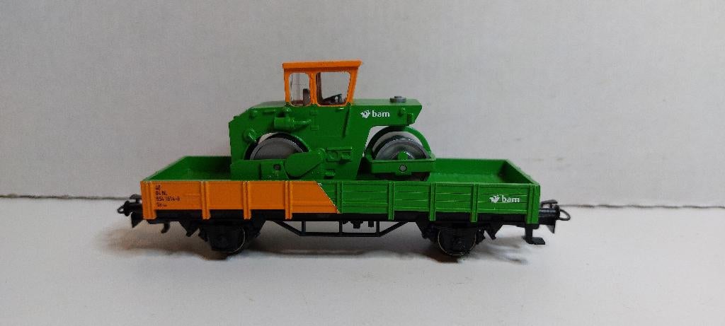 Bam Lage Bakwagon met Wals *Nieuwstaat* (03), Hobby en Vrije tijd, Modeltreinen | H0, Wisselstroom, Wagon, Ophalen of Verzenden