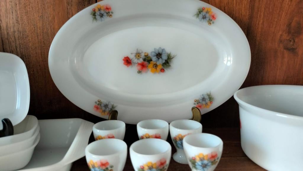 Arcopal servies met bloemen, Ophalen, Overige stijlen, Glas, Schaal of Schalen