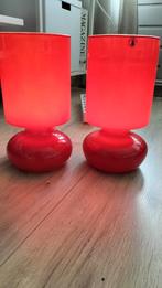 Twee rode Ikea Lykta vintage tafellampen, Ophalen of Verzenden, Minder dan 50 cm
