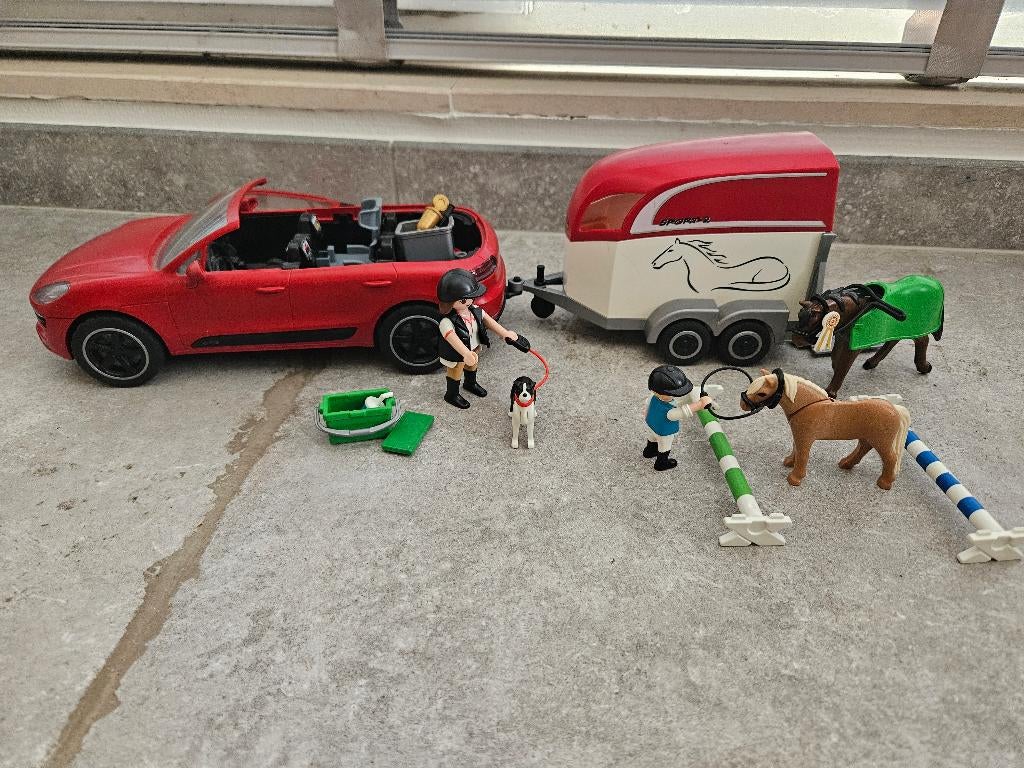 Playmobil Porsche met paardentrailer 9376, Ophalen of Verzenden, Gebruikt, Complete set