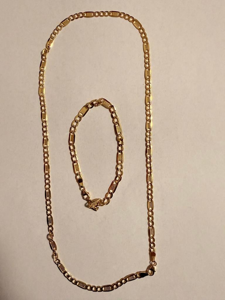 Nieuwe figaro armband inclusief ketting 14k 585, Ophalen of Verzenden, Gebruikt, Goud, Overige materialen