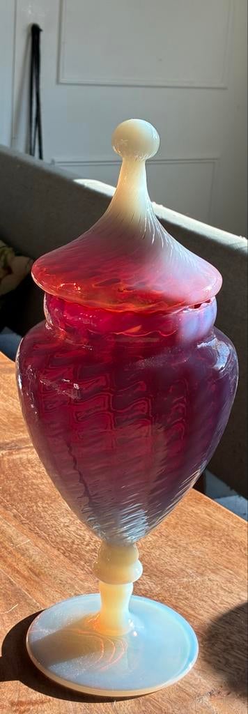 Stelvia Romantica Melkglas Vaas Oranje Paars Wit, Antiek en Kunst, Ophalen of Verzenden