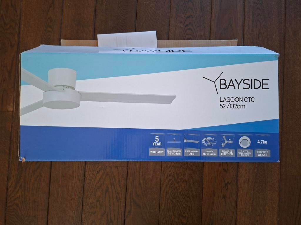 Bayside Lagoon CTC 132cm 3-blad plafondventilator 230V, Ophalen, Nieuw, Plafondventilator
