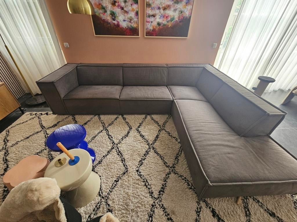 Hoekbank By SIDDE Sommer donkergrijs 302cm, Ophalen, Gebruikt, Hoekbank, 300 cm of meer