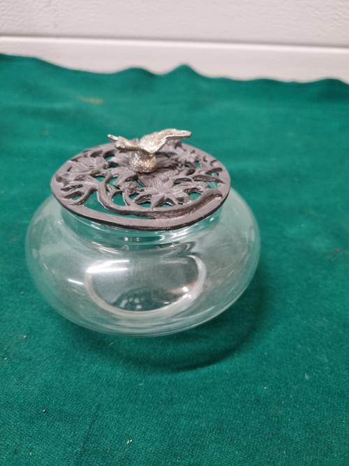 Potpourri vintage glas potje met vlinder, Ophalen of Verzenden, 'T Olde Gre-j, Info@toldegrej.nl, Endepoelstraat 20f Didam