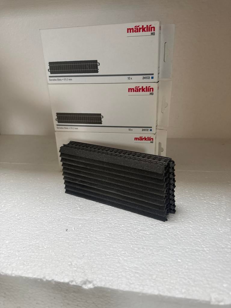 Märklin 24172 C-rail recht 171,7 mm (10 stuks), Wisselstroom, Gebruikt, Rails, Ophalen of Verzenden