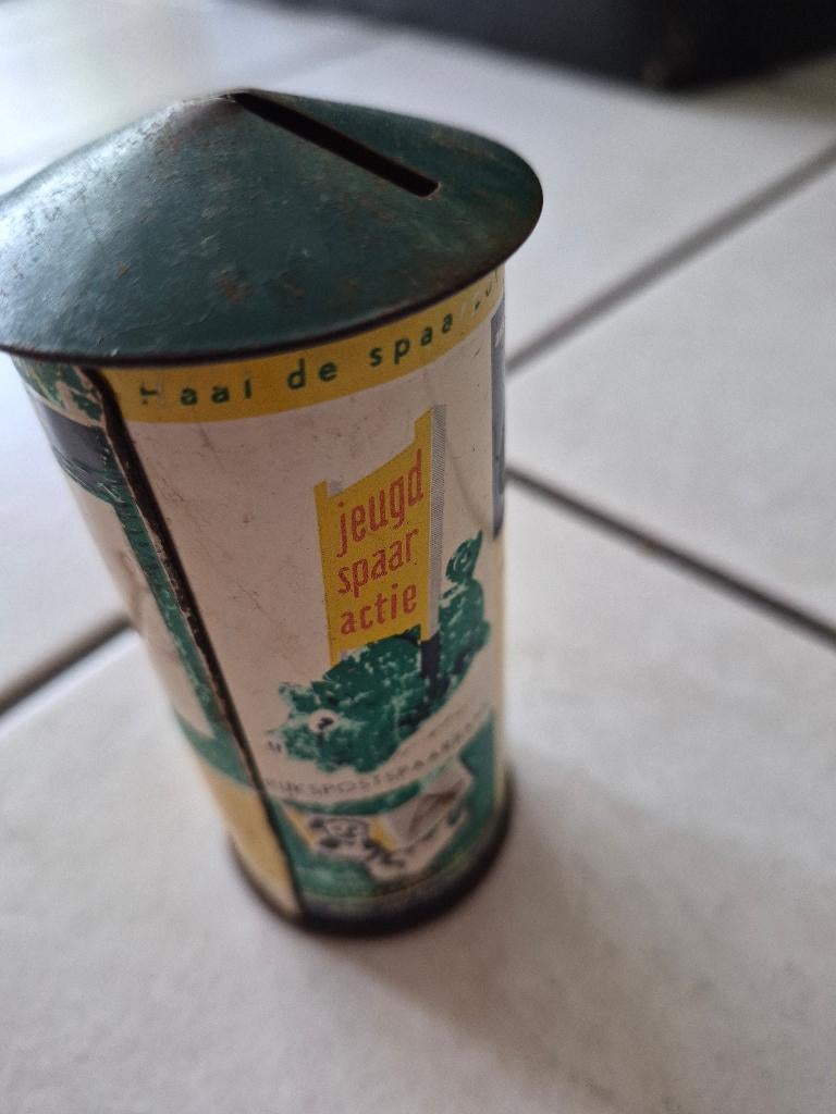 vintage spaarpot, Ophalen of Verzenden, Gebruikt, Metaal of Blik, Overige thema's