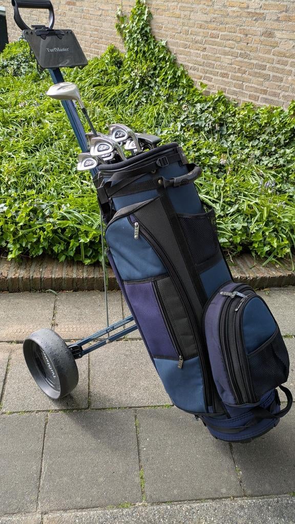 Complete golfset rechtshandig, incl trolley en tas, Ophalen, Gebruikt, Set