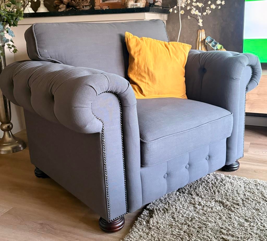 Grijze fauteuil, Eenpersoons, 75 tot 100 cm, Zo goed als nieuw, Minder dan 150 cm