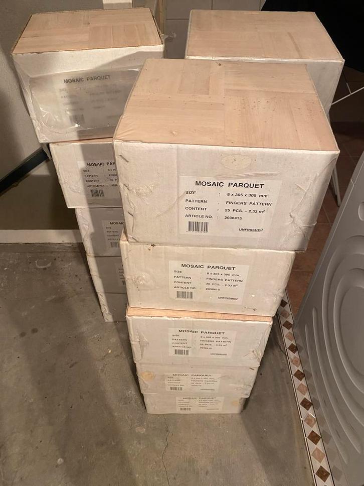 Nieuw Mozaïek Parket Vloer - 35 m² - 30,5x30,5 cm tegels, Doe-het-zelf en Verbouw, Vloerdelen en Plavuizen, Nieuw, Parket, Hout