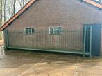 Te koop vrijdragende B&G schuifpoort 6x2 Poort groen, Tuin en Terras, Tuinhekken en Hekwerk, Met poort, Gebruikt, IJzer, Spijlenhekwerk