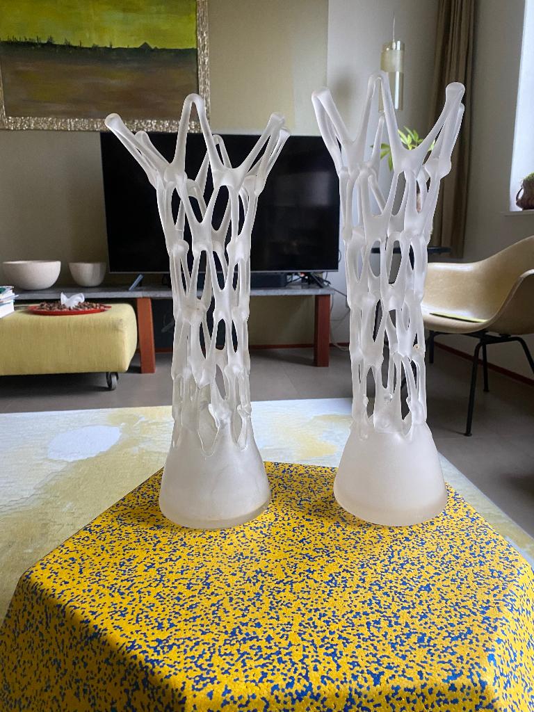 Murano lattice vazen,, Gebruikt, Overige kleuren, Ophalen of Verzenden, Glas