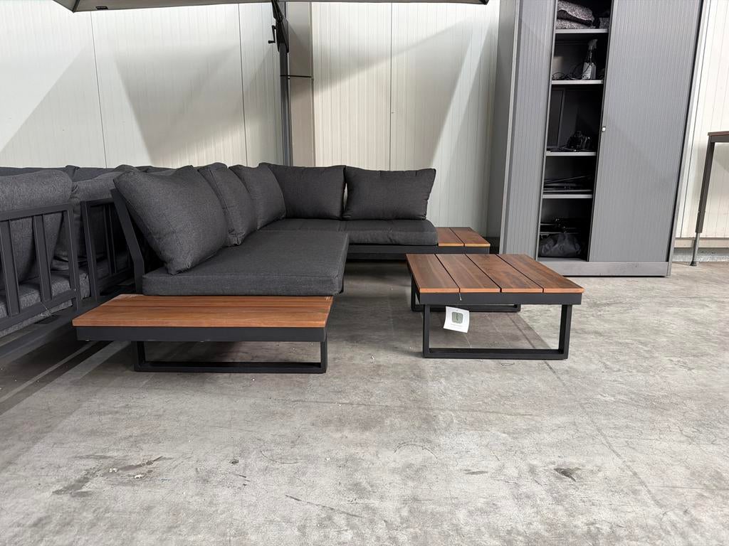 Titan hoek loungeset | aluminium + hardhout | 247x167cm, Ophalen, 5 zitplaatsen, Bank, Aluminium