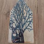 Houten decoratie met hert en boom, Ophalen of Verzenden, Gebruikt
