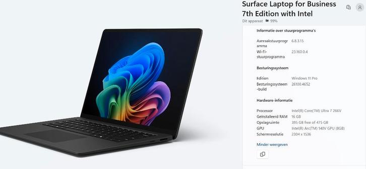 Microsoft Surface Laptop 7 # Ultra 7 266V, Computers en Software, Windows Laptops, Zo goed als nieuw, 14 inch, 2 tot 3 Ghz, 16 GB