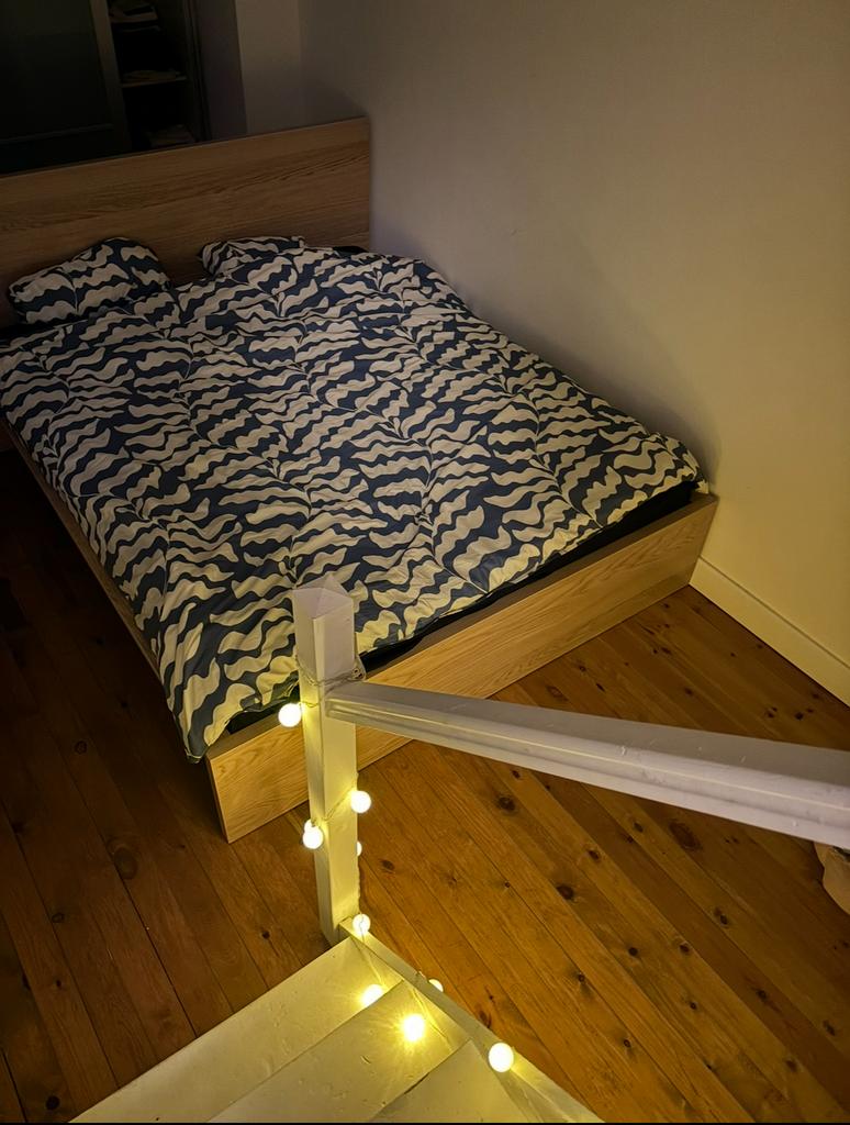 IKEA Malm (zonder matras), Ophalen, Gebruikt, Beige, Tweepersoons