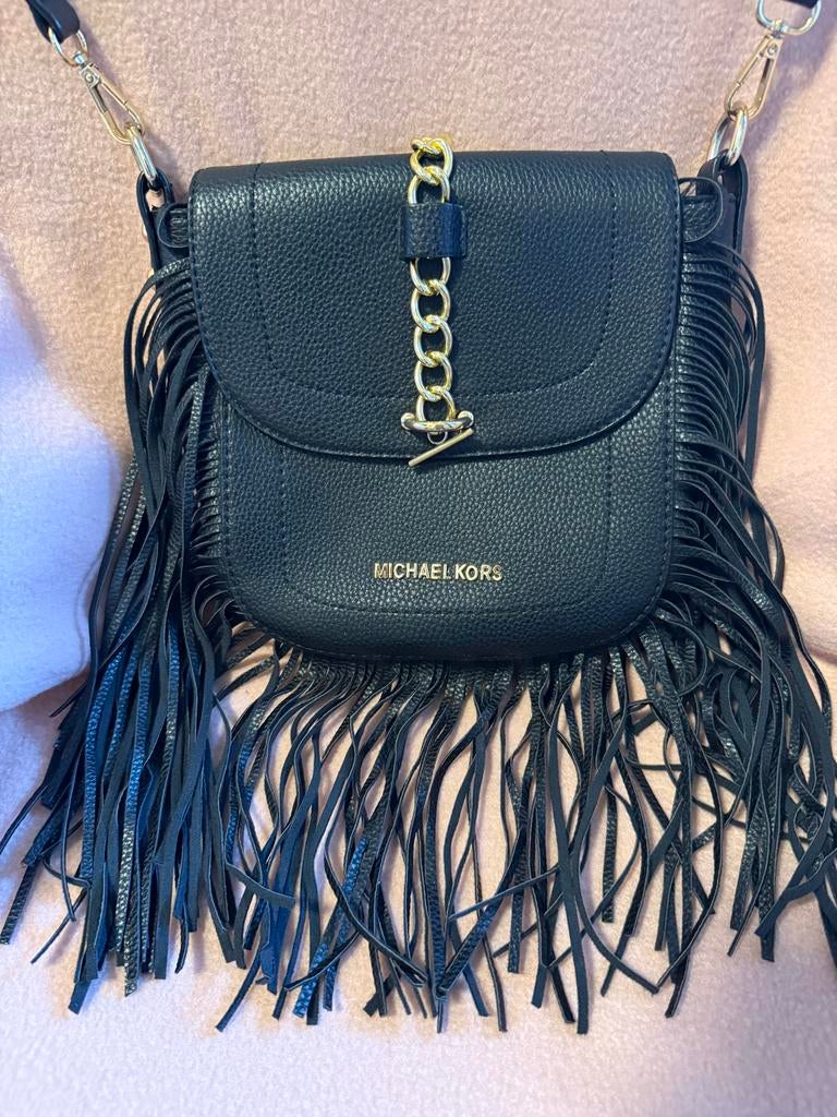 Tas met franjes, Sieraden, Tassen en Uiterlijk, Tassen | Damestassen, Ophalen of Verzenden, Gebruikt, Zwart, Schoudertasje