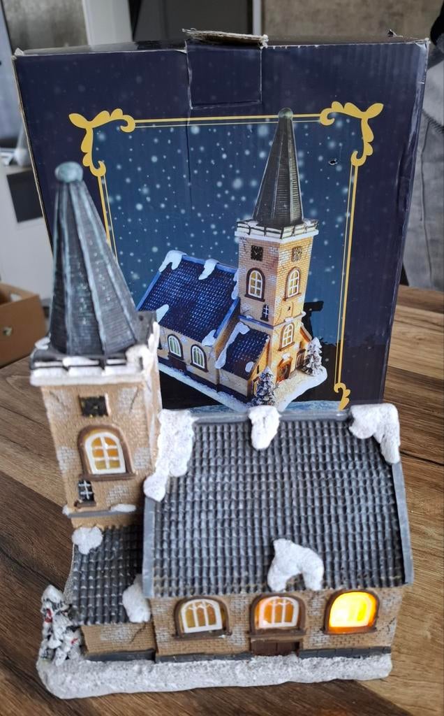 Dorpskerk met lichtjes, Diversen, Kerst, Gebruikt, Ophalen