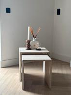 Travertin salontafel/bijzettafel/nachtkastje, Overige materialen, 50 tot 100 cm, Travertin japandi vintage marmeren natuursteen