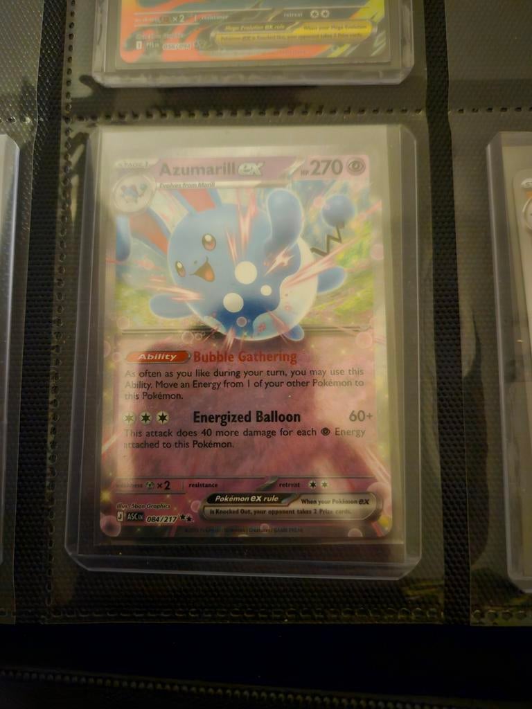 Pokemon Azumarill ex 084/217 Ascended Heroes, Ophalen of Verzenden, Zo goed als nieuw, Losse kaart, Foil