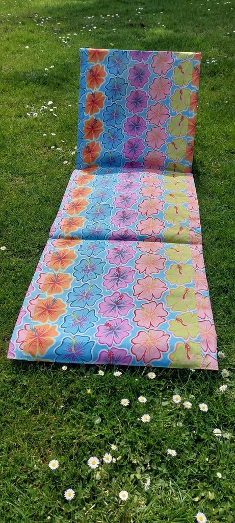 Vintage strandmat met rugsteun en klein opbergvakje 60's/70', Ophalen of Verzenden, Campingstoel