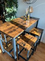 Bartafel met 4 krukken., Ophalen, Zo goed als nieuw