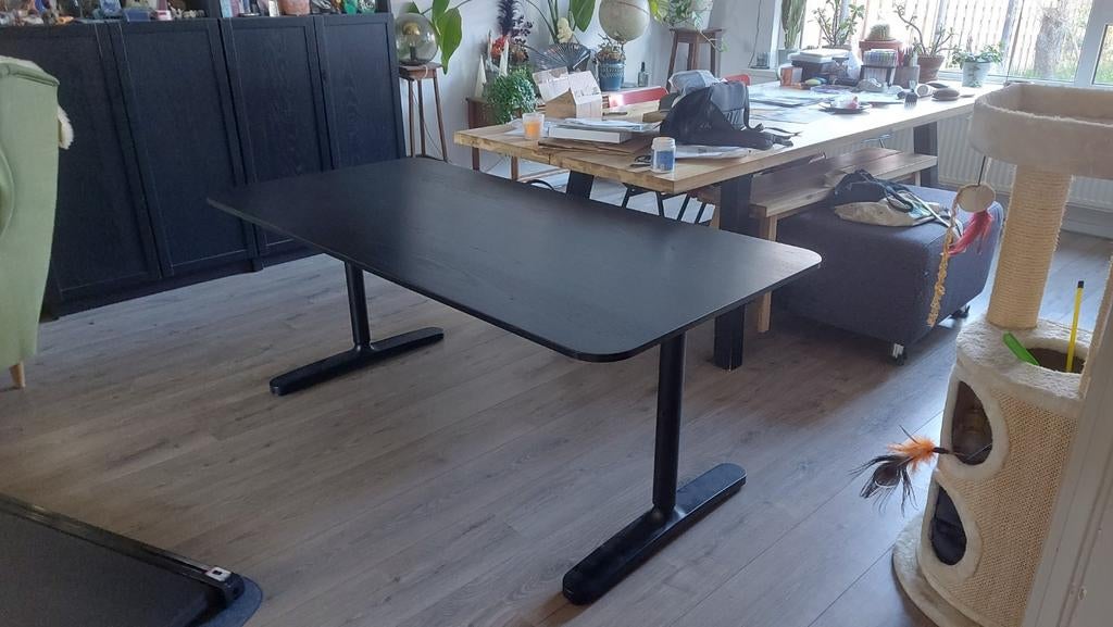 Zwart IKEA BEKANT bureau, 160x80, verstelbaar, Huis en Inrichting, Ophalen, 160 cm, In hoogte verstelbaar, Zo goed als nieuw