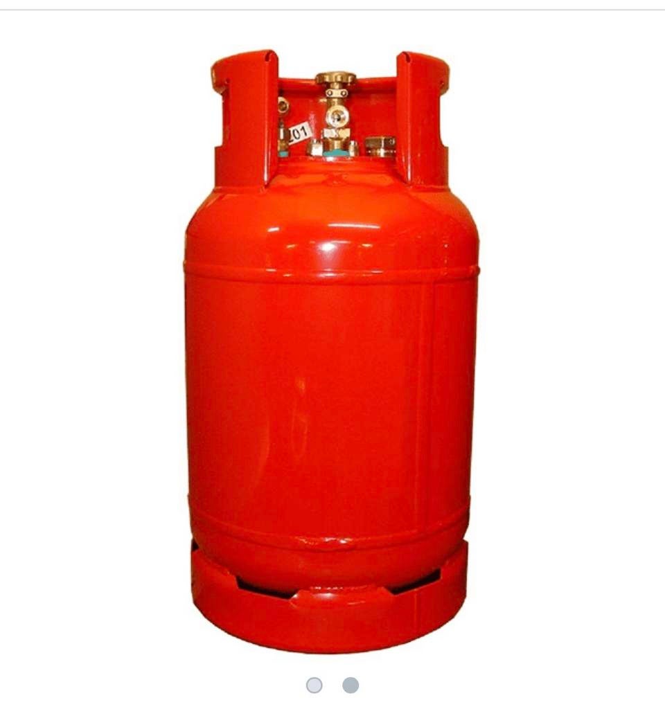 Stalen LPG fles 27 liter met inhoudsmeter en bajonet haaks, Ophalen, Zo goed als nieuw
