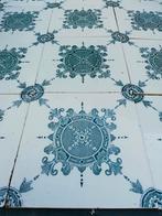 Set van 50 antieke wandtegels met donkergroen decor 15x15cm, Ophalen