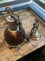 zware brons kleurige hanglamp patrijspoort sluiting, Ophalen, Gebruikt, Stoer, Metaal