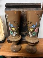 Prachtige opaline vazen met handgeschilderde vogels, Ophalen