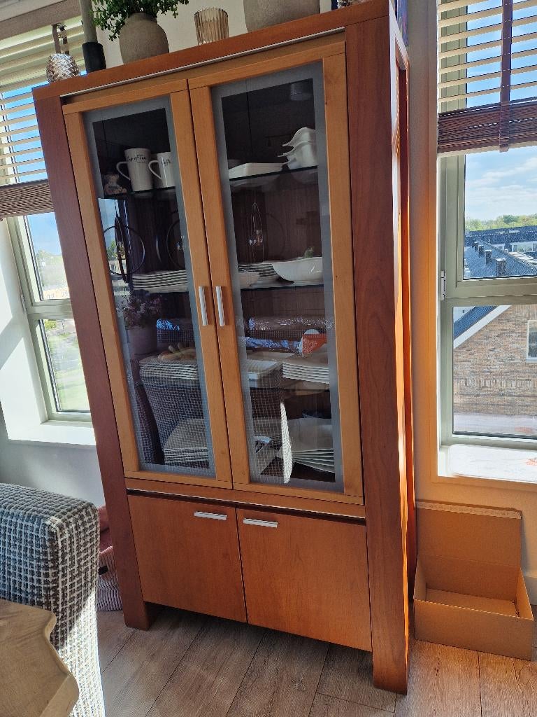 Vitrinekast & tv meubel, Ophalen, Zo goed als nieuw, Minder dan 100 cm, Kersenhout