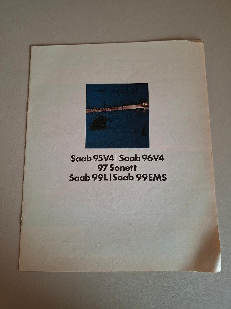 BROCHURE SAAB 95V4, 96V4, 97 Sonett, 99L, 99EMS, Boeken, Ophalen of Verzenden, Zo goed als nieuw, Overige merken
