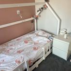 Kinderbed huisje - Wit houten bedframe, Ophalen, 85 tot 100 cm, Zo goed als nieuw, Lattenbodem