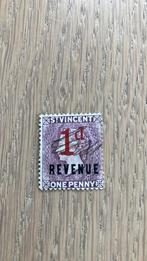 St Vincent revenue zegel fiscaal 1 penny Queen Victoria, Ophalen of Verzenden, Gestempeld, Midden-Amerika