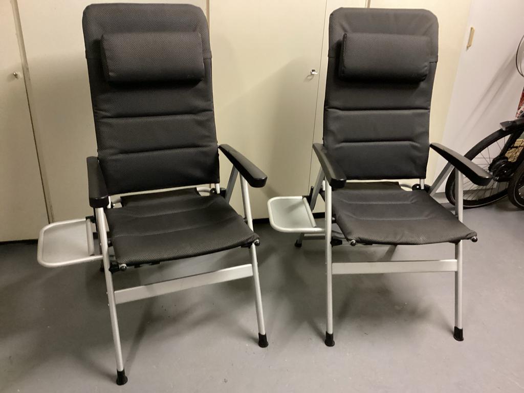Luxe ANWB standenstoelen met zijtafel en hoofdkussen, Caravans en Kamperen, Kampeermeubelen, Ophalen of Verzenden, Gebruikt, Campingstoel