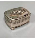 Antiek verzilverd doos juwelendoosje sieradendoos fluwelen, Ophalen of Verzenden
