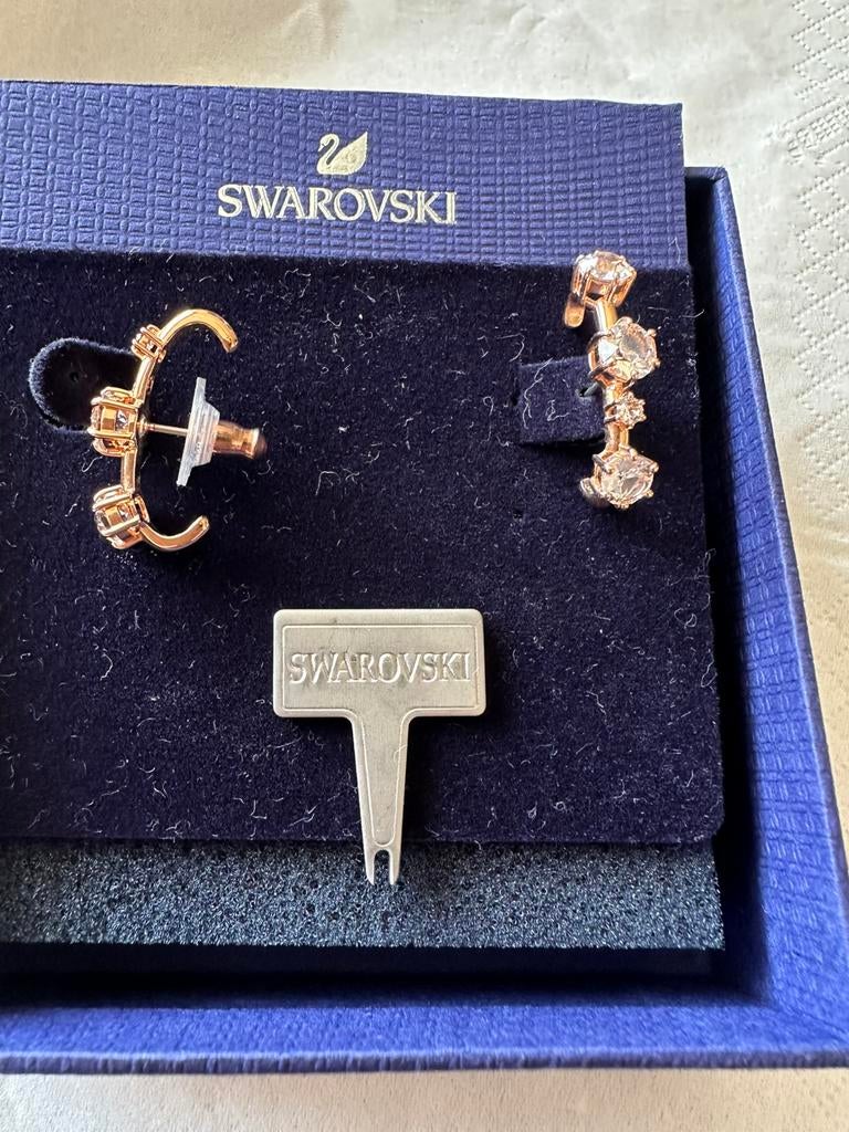 Swarovski oorstekers double, Met kristal, Nieuw, Ophalen of Verzenden, Knopjes of Stekers