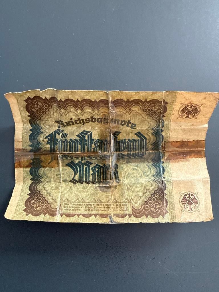 Historisch Duits bankbiljet: 5000 Mark uit 1922, Postzegels en Munten, Bankbiljetten | Europa | Niet-Eurobiljetten, Ophalen of Verzenden
