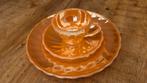 Vintage Oranje Glas Servies Set - 3 Stuks, Ophalen of Verzenden