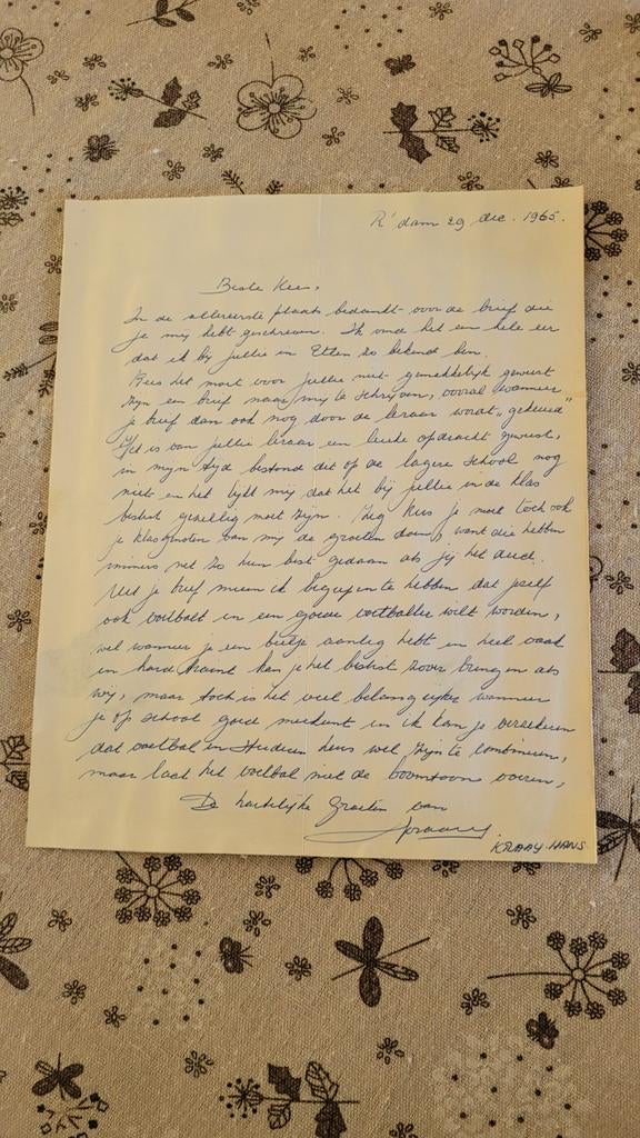 Hans Kraaij Feyenoord brief gesigneerd, Verzamelen, Ophalen of Verzenden, Gebruikt, Feyenoord, Overige typen