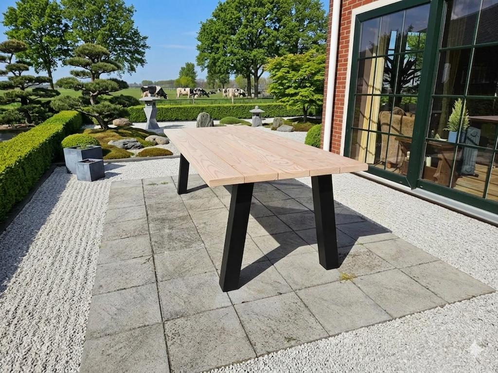 Douglashout douglas tuintafel tafel met X, A of U-poten SALE, Ophalen of Verzenden, Nieuw, Rechthoekig, Hout