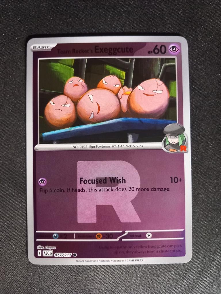 Rocket's Exeggcute 077/217 Ascended Heroes Rocket Reverse NM, Verzenden, Zo goed als nieuw, Losse kaart, Foil