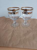 2 Chimay glazen met gouden letters en rand, Verzamelen, Biermerken, Ophalen of Verzenden, Zo goed als nieuw, Glas of Glazen, Overige merken