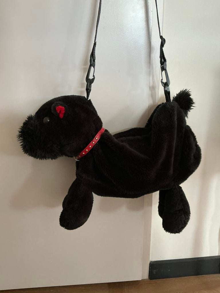 Zwarte schotse terrier vintage pluche tas,hondentas terriër, Dieren en Toebehoren, Ophalen, Gebruikt