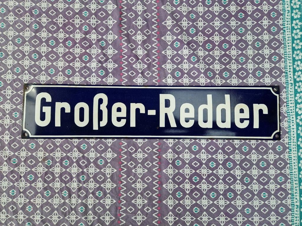 Antiek emaille straatnaambord "Großer Redder" Duitsland, Antiek en Kunst, Ophalen of Verzenden