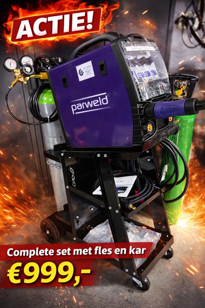 Parweld XTM201I mig  Lasapparaat 230v 200Ampere Complete Set, Doe-het-zelf en Verbouw, Ophalen, ., Zo goed als nieuw, Parweld