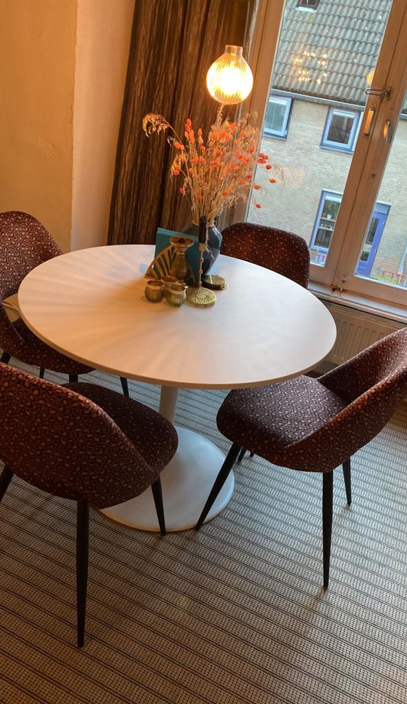 Eetkamerstoelen panter x 4, Zo goed als nieuw, Vier personen, Rechthoekig, 50 tot 100 cm