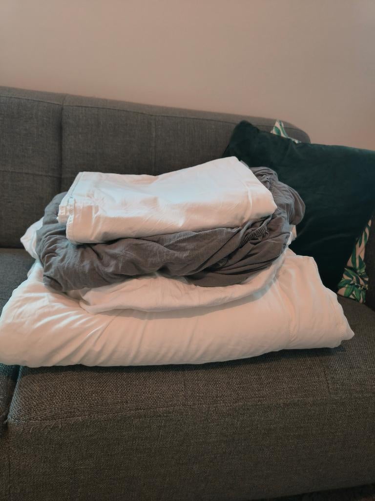 Dekbed, dekbedovertrek, hoeslaken en molton, Ophalen, Gebruikt, Wit, Dekbedovertrek